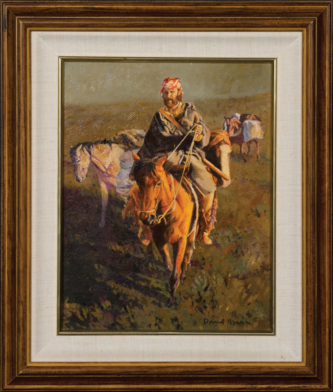 Lot 261, David Mann, Untitled: Mountain Man, Oil on board, 14" x 11". Sold $1,180.