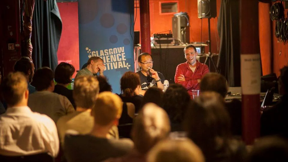Talking about the undead with Ian Alexander ( aka "Dr. Smith" of the Zombie Institute), Rowland Kao, myself, and a crowd of zombie aficionados.