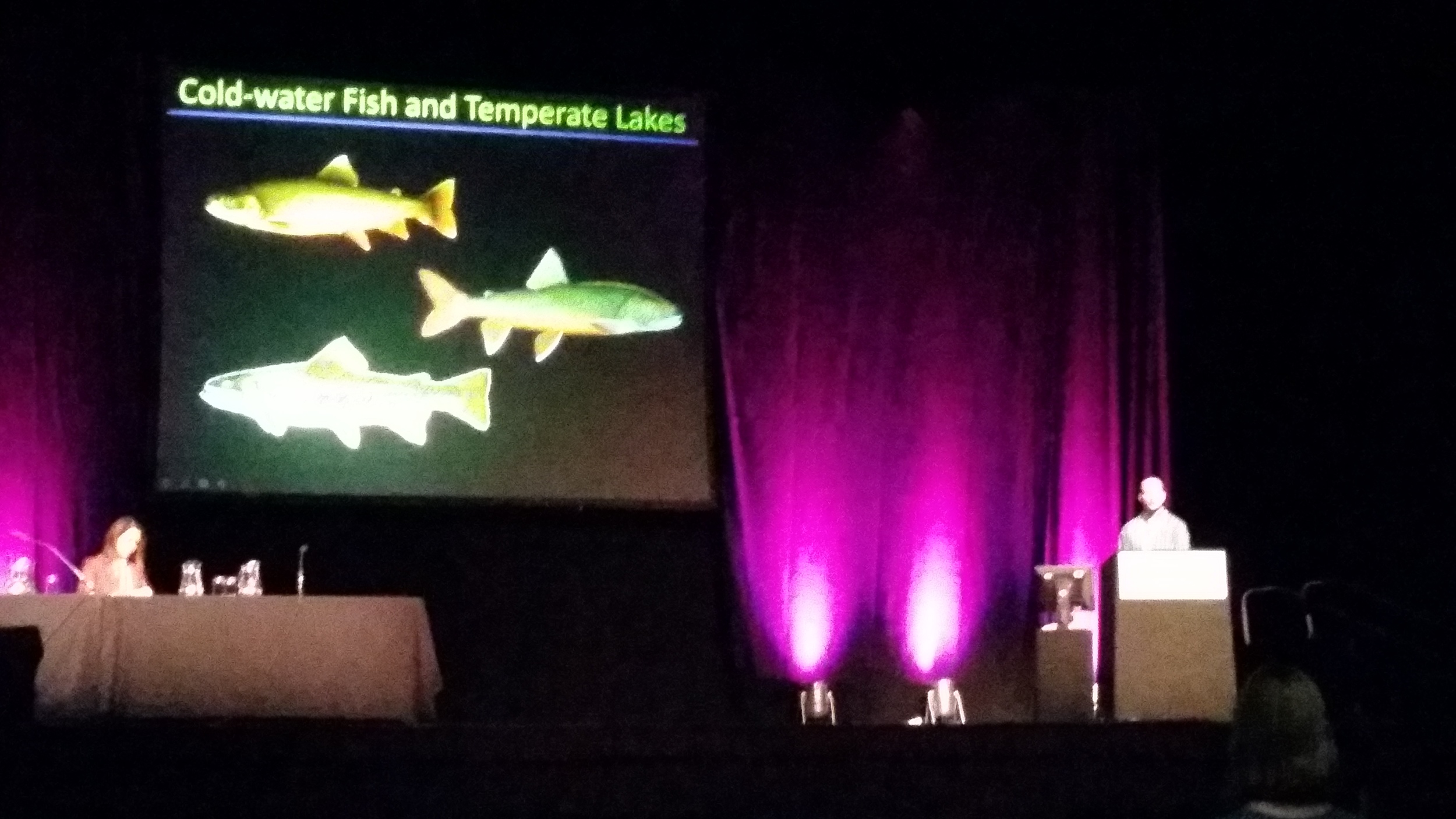 Killen lab collaborator and visiting Ph.D. student Matt Guzzo (University of Manitoba, Canada) presents his work looking at how brief but repeated foraging forays into warm temperatures may affect the growth and metabolism of lake trout.