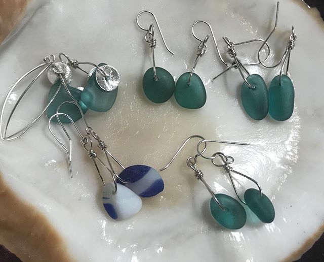 New crop of gorgeous aqua Icelandic sea glass earrings just in time for the Fog Fest and the Santa Cruz Festival! Come see us!!
