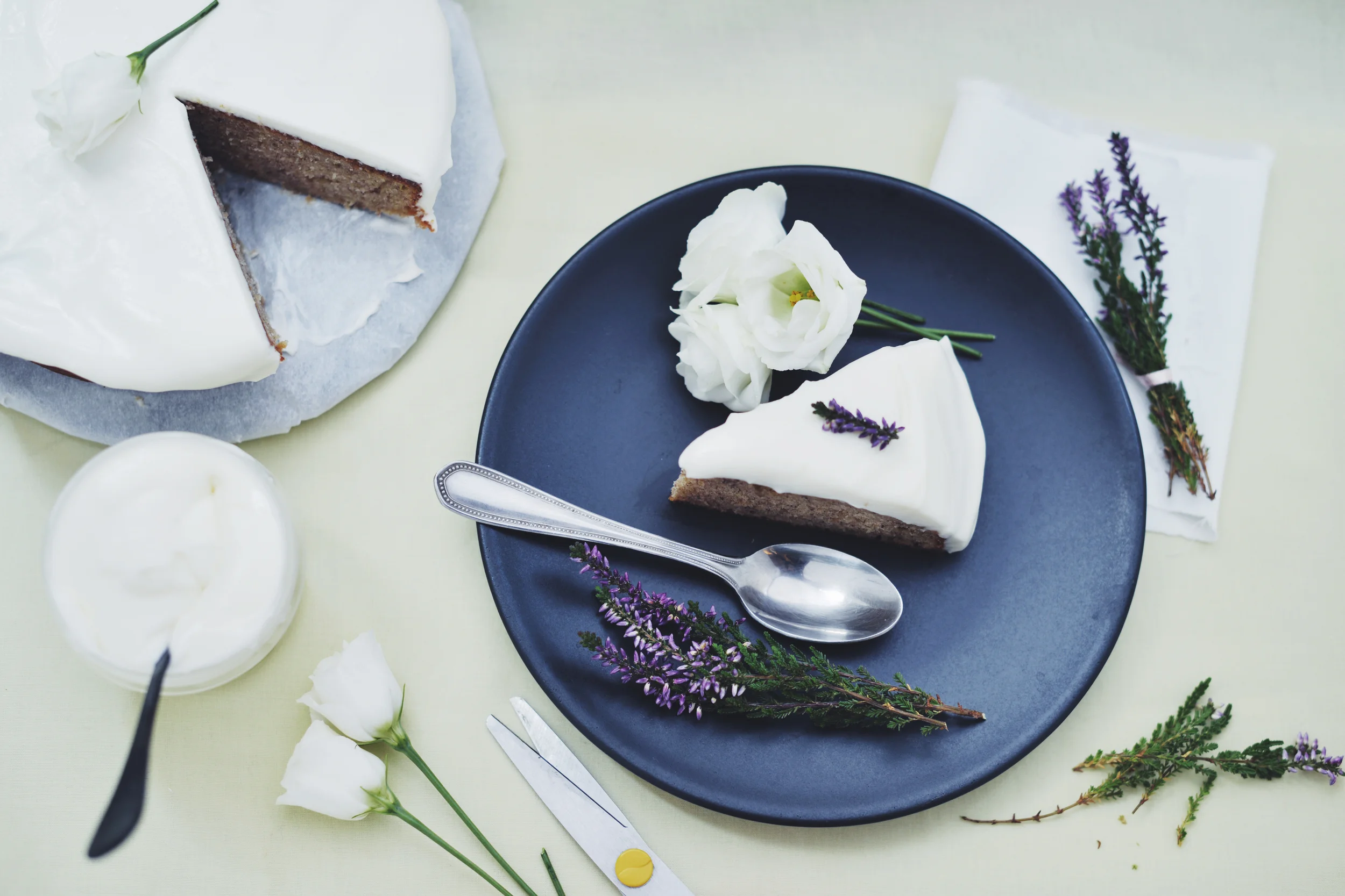 Food Photography Banana Cake with Mascarpone Frosting 