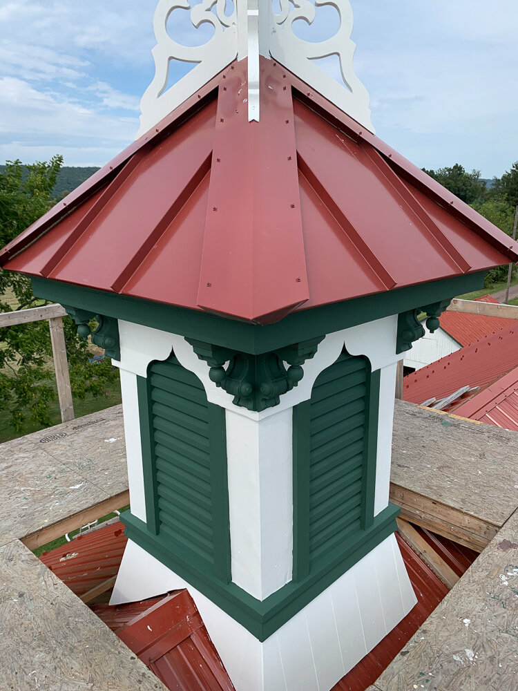 Finished cupola with paint and new roof. Scaffolding still in place (Copy)