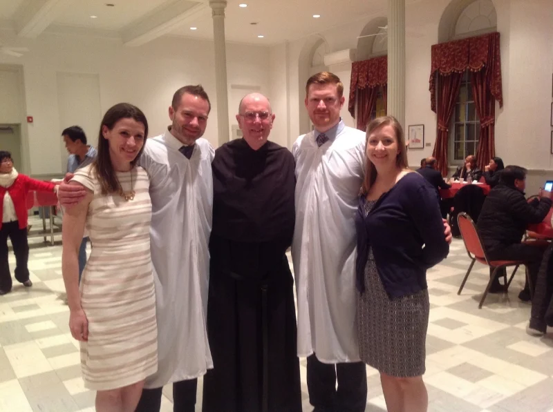 Jerre with his sponsor Christina Riggs and Matt Currier with his sponsor Erica Hollenbach, with father Bill Waters, OSA