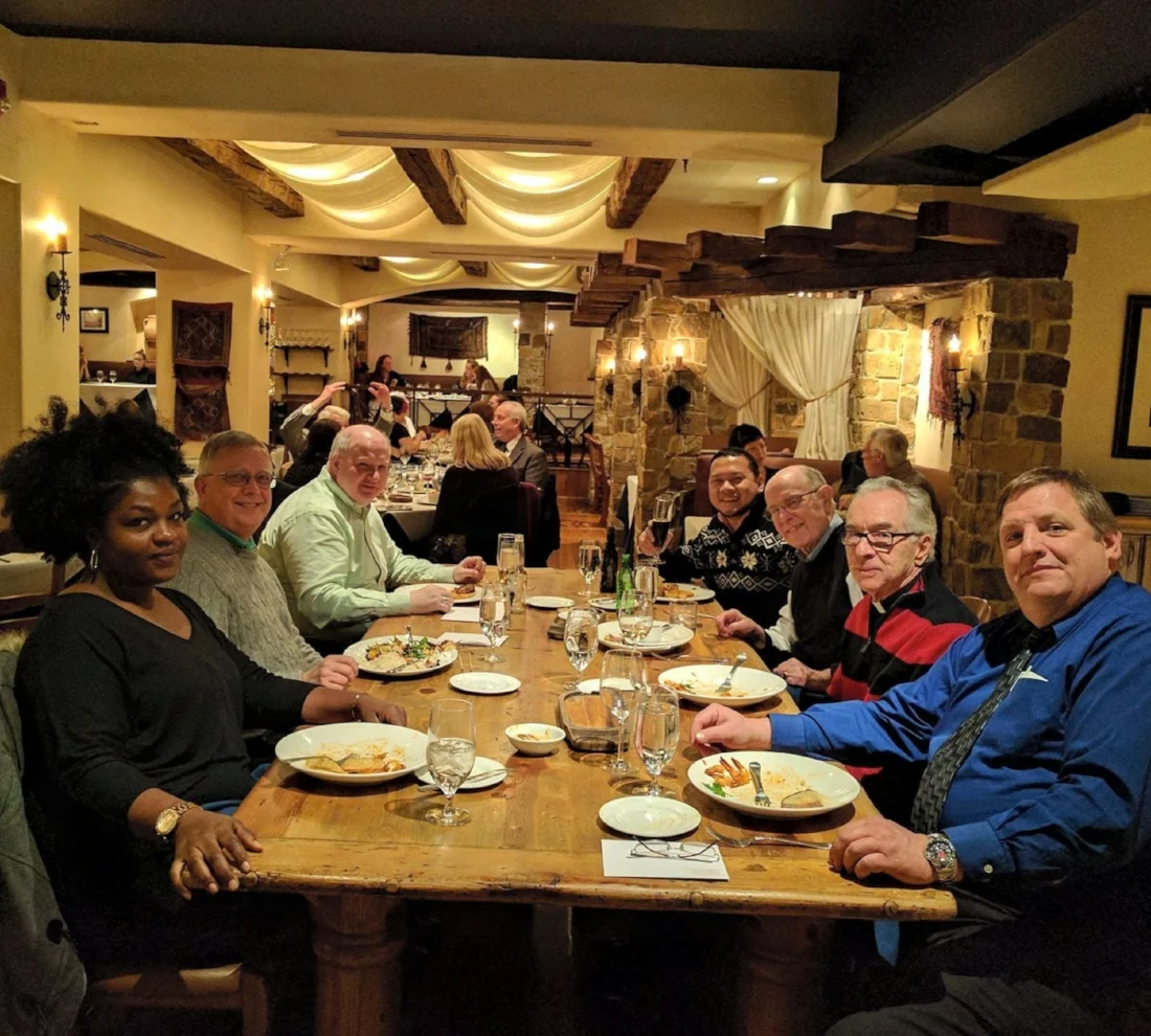 Parish Staff & Friars Enjoying A Pre-Christmas Lunch at Estia Mediterranean Restaurant (Center City Philadelphia) after seeing the Nutcracker Ballet at the Academy of Music.