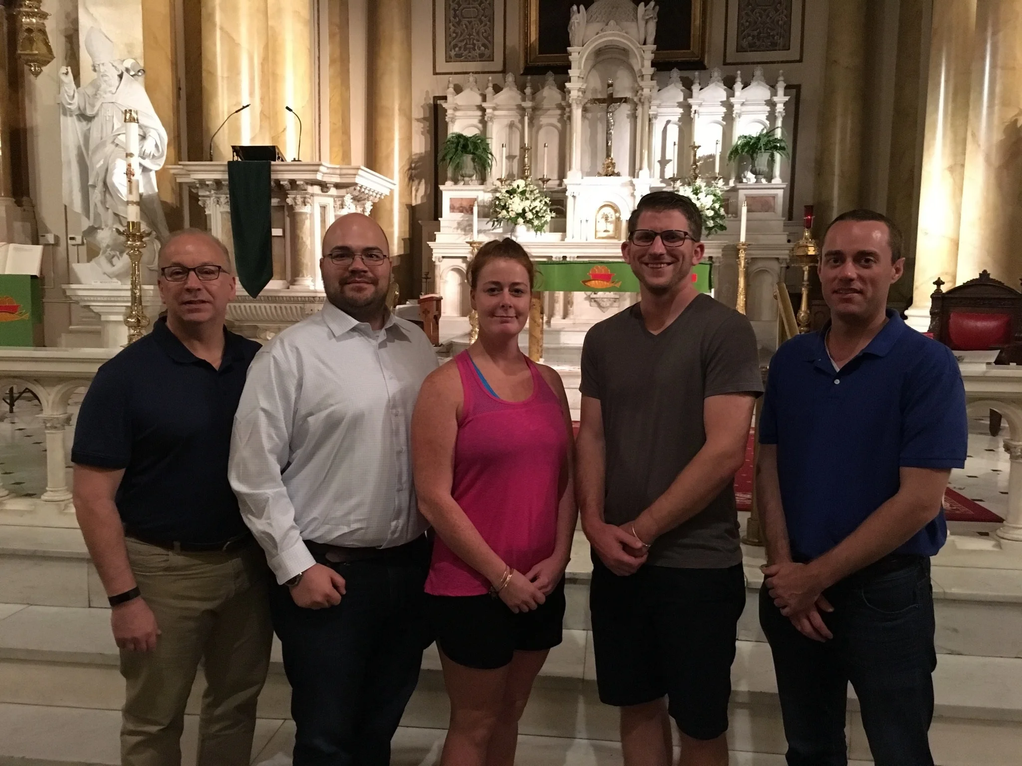 Evan Schaffner, Miles Humenansky, Katie Kenny, Scott Gillenwater, and Mike McGrory are preparing for the Sacraments of Initiation at Easter 2018.