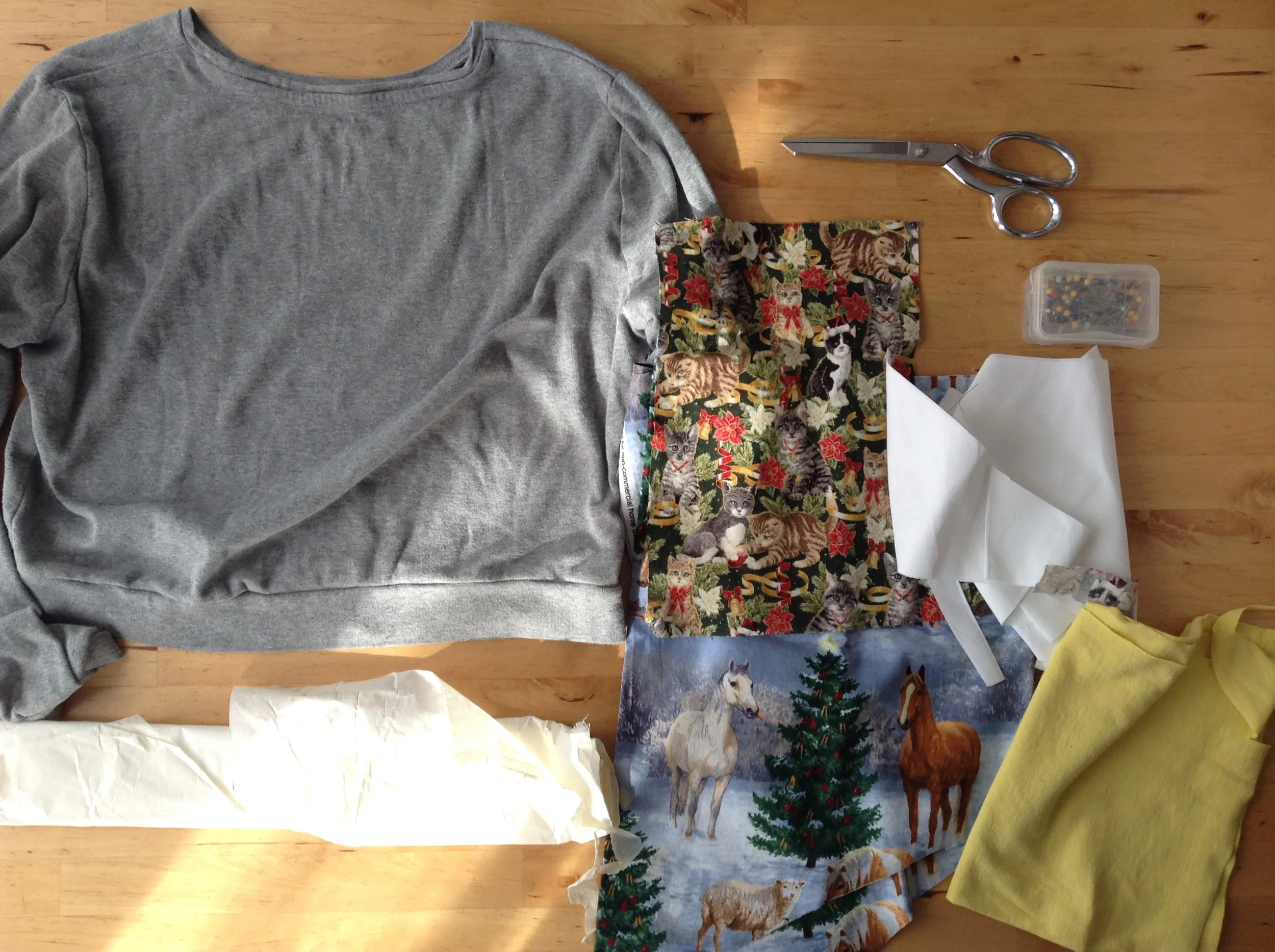  Here are your supplies. Be sure to buy some Wonder Under and some funny Christmas fabric. 