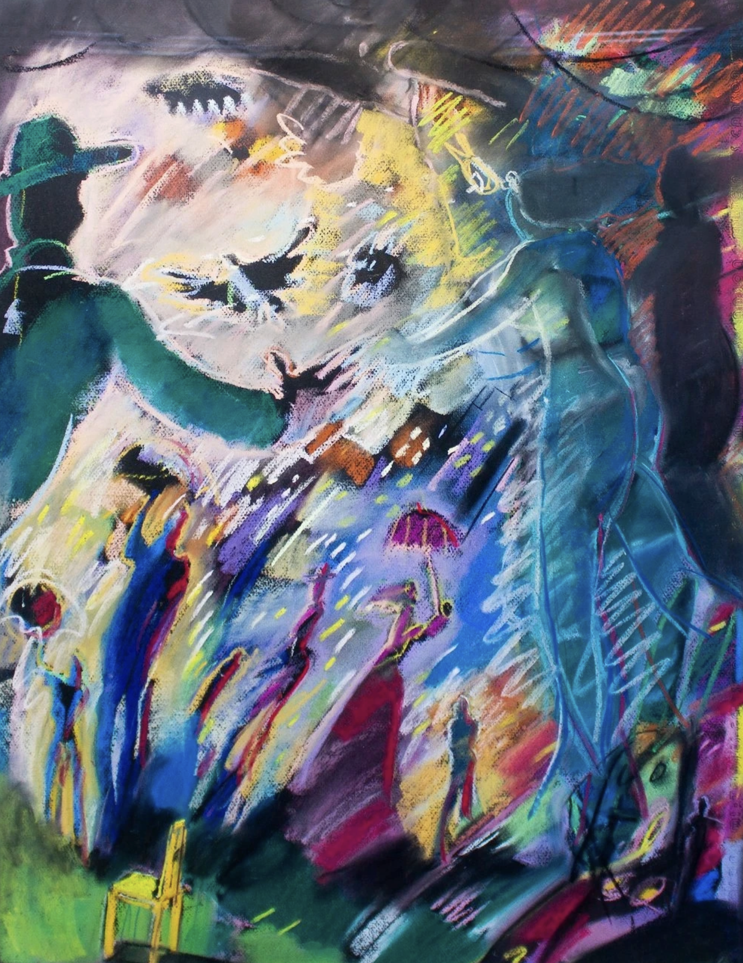  Carlos Almaraz (1941-1989)   Whispers , circa 1980   Pastel on paper   Image: 30 x 22 inches; Framed: 35 x 27 ½ inches 