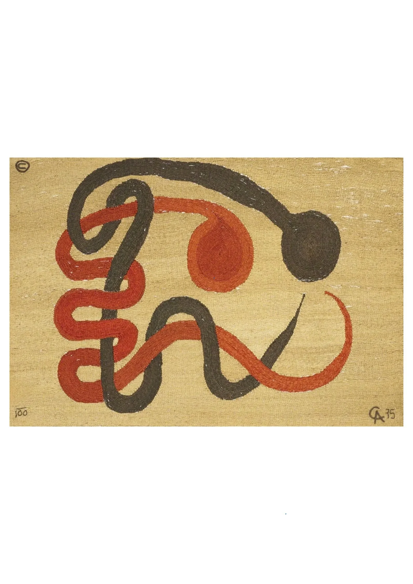  Alexander Calder (1898-1976)  Untitled , 1975 Tapestry Numbered 16/100 Note: This piece has some fading Image: 56 x 87 inches; Framed: 60 x 90 inches 