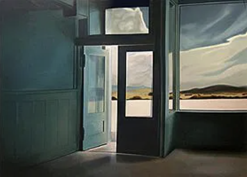  John Register (1939-1996)   Wasteland Hotel,  1990   Signed by artist in pencil on LL, numbered 54/85, published by Modernism Gallery, San Francisco   Image: 47 ½ x 60 ½ inches 