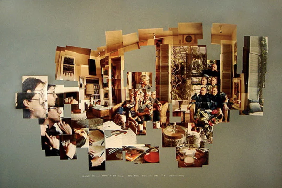  David Hockney (1937)   Christopher Isherwood talking to Bob,  1983  Kodacolor Print photocollage  Numbered 7/20  Signed, titled, dated, and numbered on mount on recto  Illustrated in: Knopf, Cameraworks: David Hockney, pl. 113, Image: 30 × 55 in 