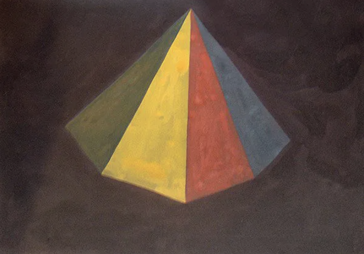  Sol Lewitt (1928-2007)   Untitled (Single Pyramid),  1986   Watercolor on paper   Signed and dated on recto   Provenance: Franklin Capital Corp. New York, NY   Image: 20.5 x 28 inches; Sheet: 22 x 30 inches; Framed: 30.75 x 38 inches 