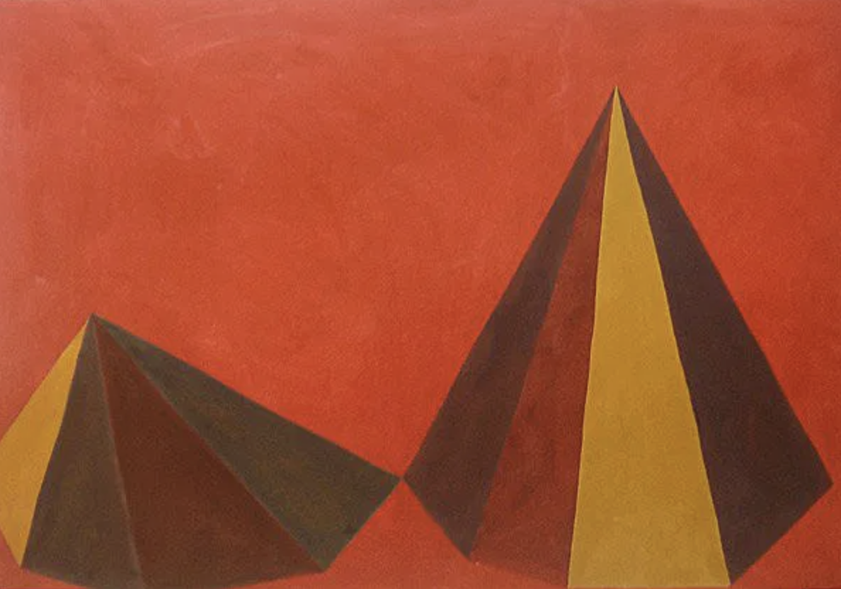  Sol Lewitt (1928-2007)   Untitled (Two Pyramids),  1986  Watercolor on paper  Signed and dated on recto  Provenance: Franklin Capital Corp. New York, NY  Image: 20.5 × 28 inches; Sheet: 22 × 30 inches 