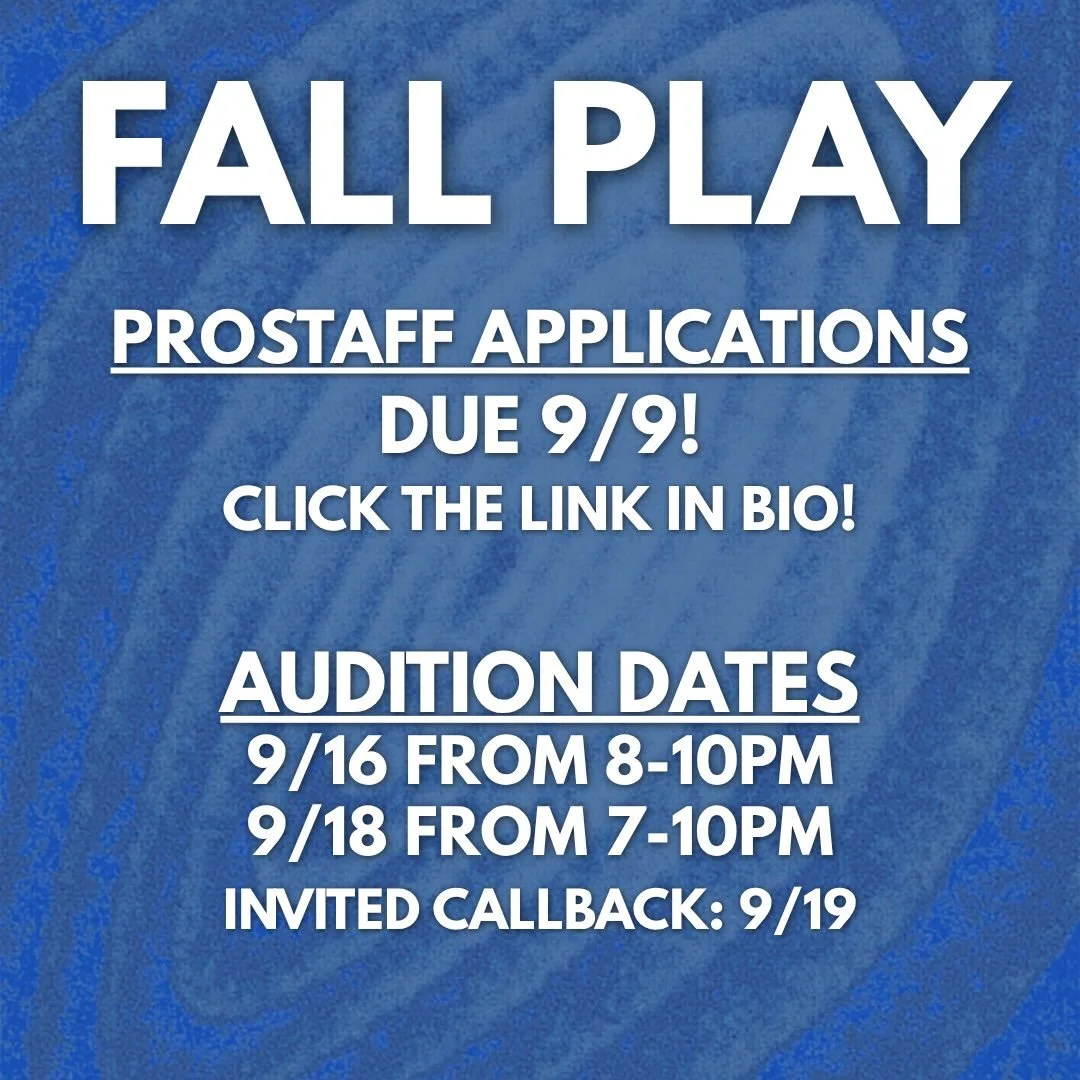 It&rsquo;s time to start preparing for our fall play, directed by Chiara Giacomelli!

Auditions and callbacks will be held at Cabaret Theatre located at 7 Suydam Street, New Brunswick, NJ, on the Cook/Douglass Campus.

✨ Prostaff applications due 9/9