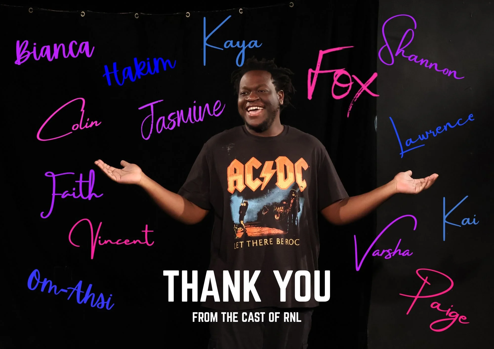 💌 From everyone in Rutgers Night Live, thank you for following along.🩷 

🥰 The last month of RNL has been an incredible experience. Thank you to everyone who came to  the shows this weekend and thank you to @pegasusmeteorfistband 🎸, Band: The Ban