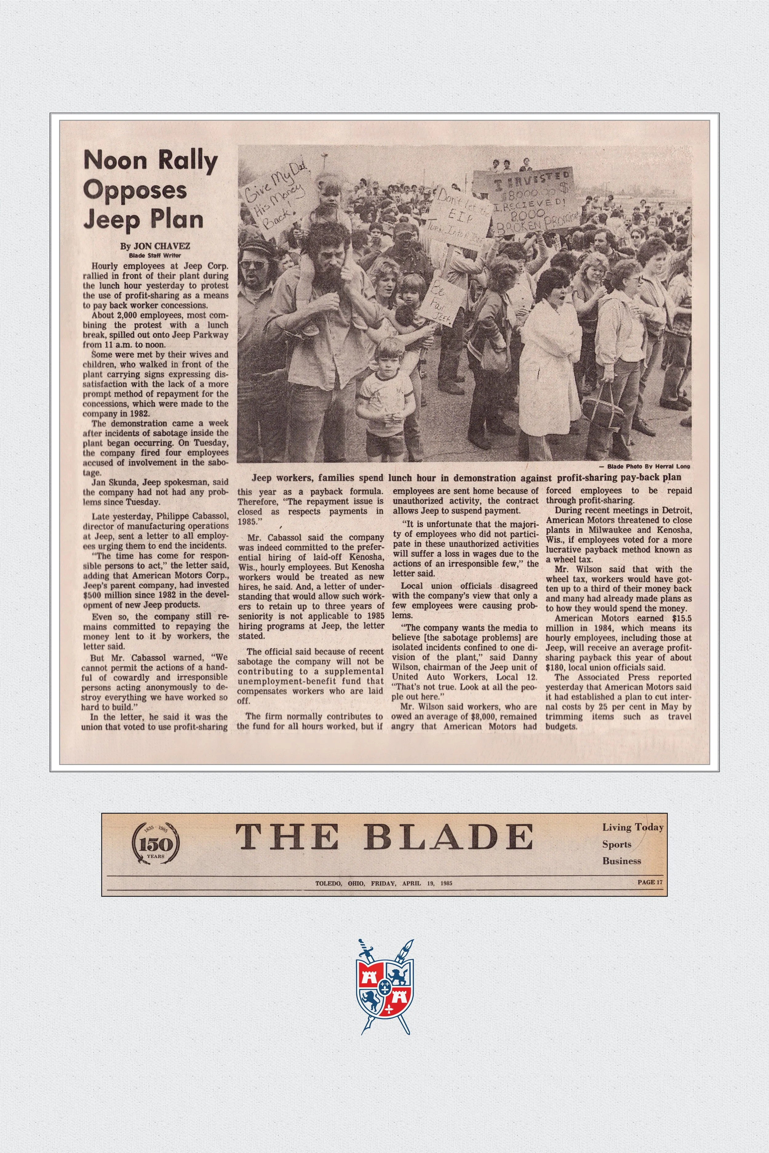 REPRODUCTION: Blade Article: Noon Rally Opposes Jeep Plan