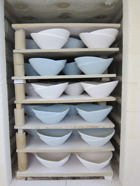 Bowls glazed for firing
