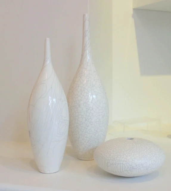 Group of White Crackle Vessels - SOLD