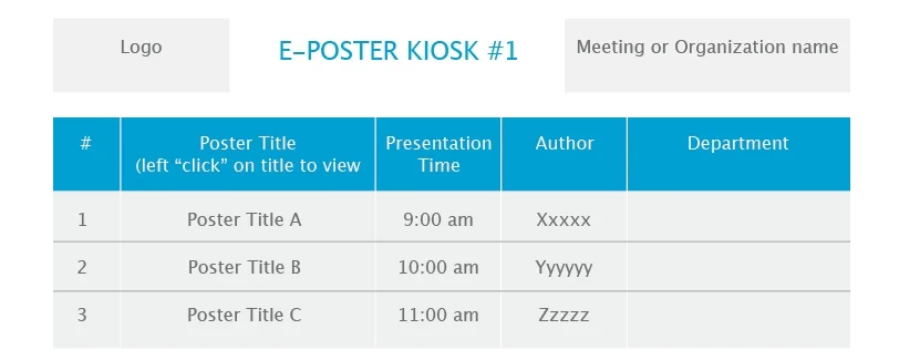Example of poster kiosk interface
