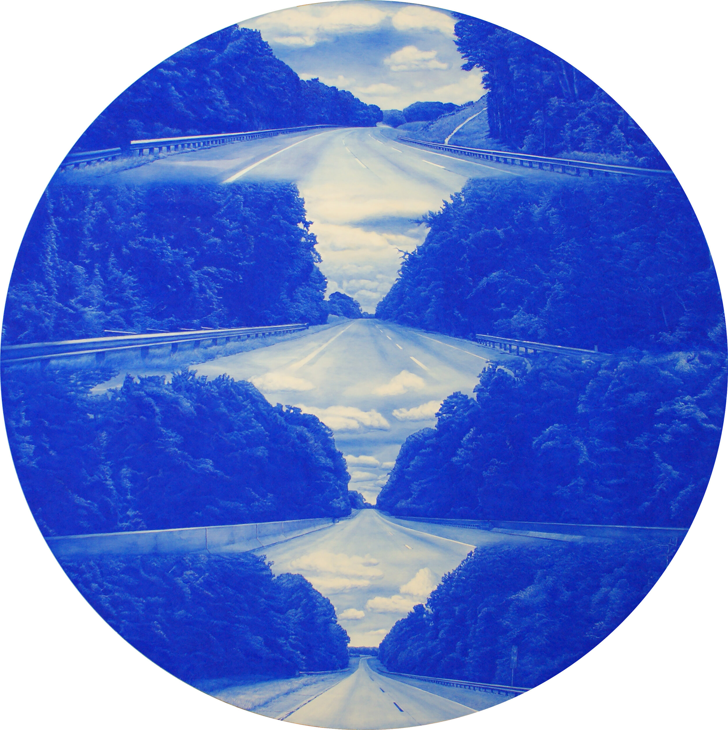 Blue Distant (Vanishing Points), 2019 Gouache on panel 60 inches in diameter