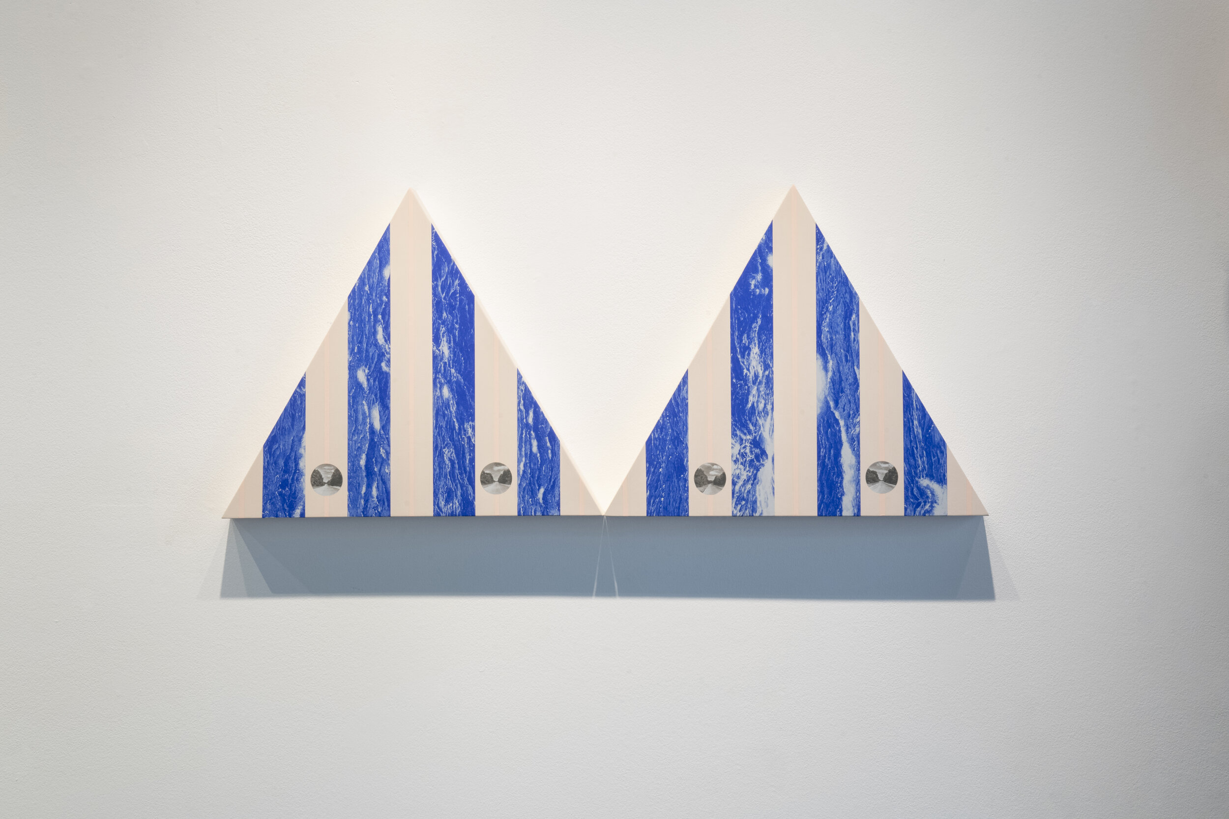 Triangles, 2019 Gouache and acrylic on (2) panel 15.5 x 36 x 2 in.