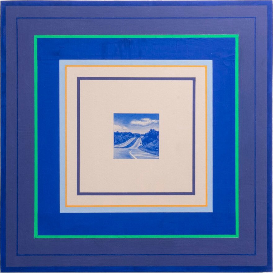 In-Betweenness (Portals), 2019 Gouache on panel 12 x 12 x 2 in.