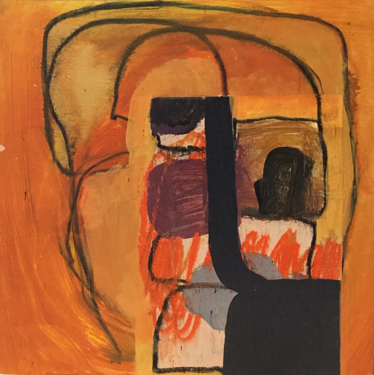 My head seemed to be on fire, 2019 Mixed media on wood 12 x 12 in.