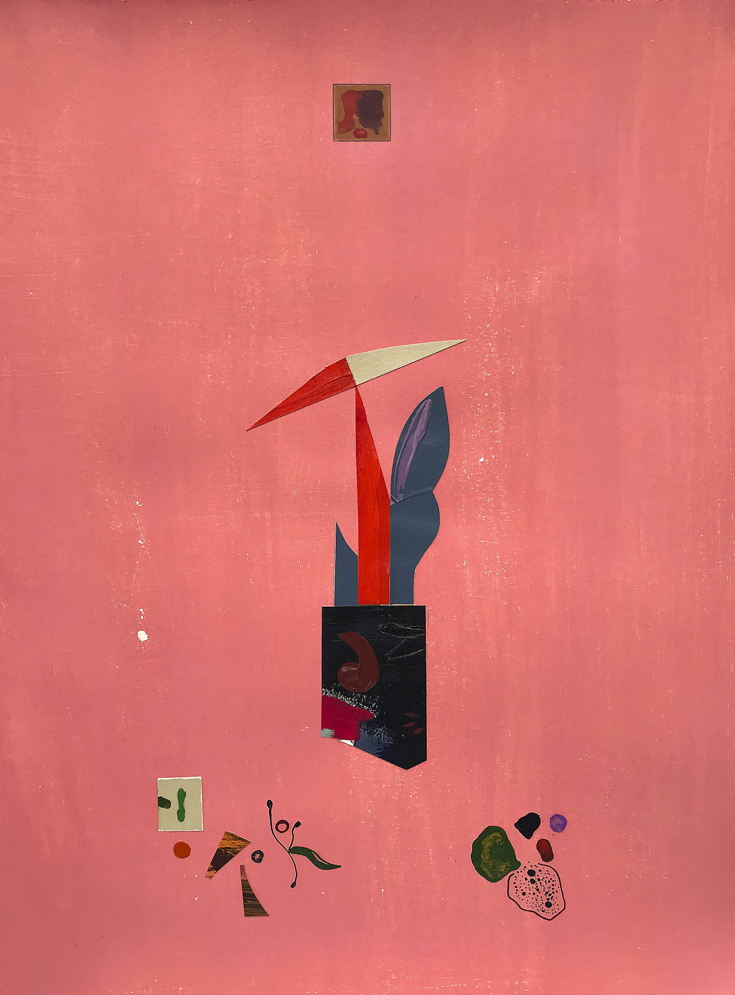    Pink Totem  , 2019  Mixed media on paper  24 x 18 in. 