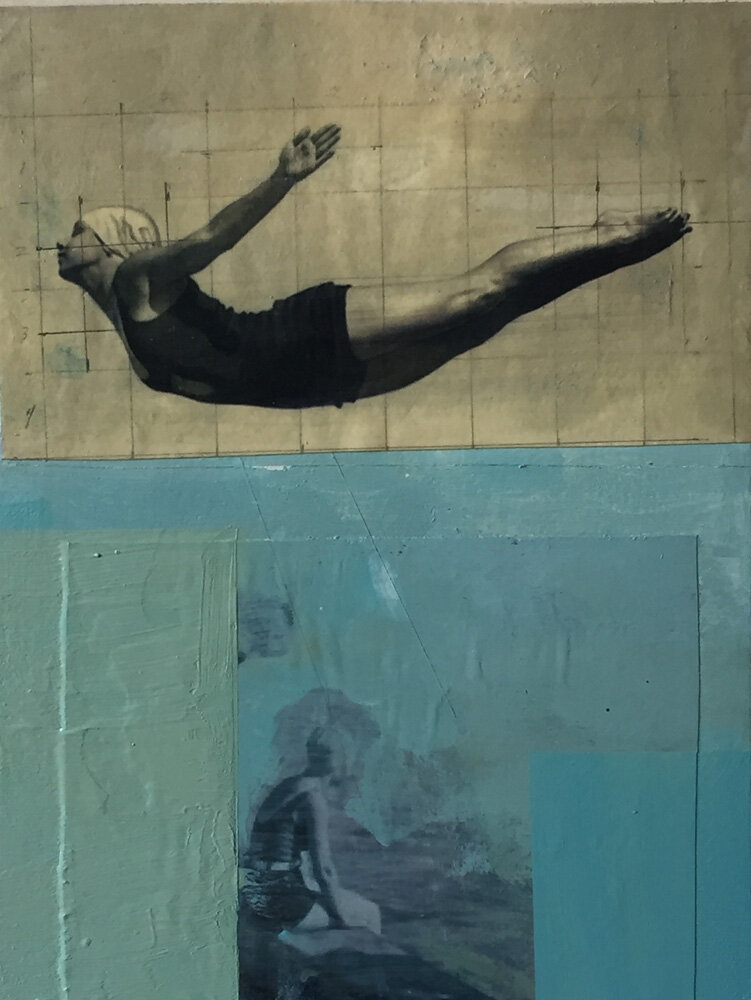    Diving Figure 5  , 2017  Oil and collage  12 x 9 in. 