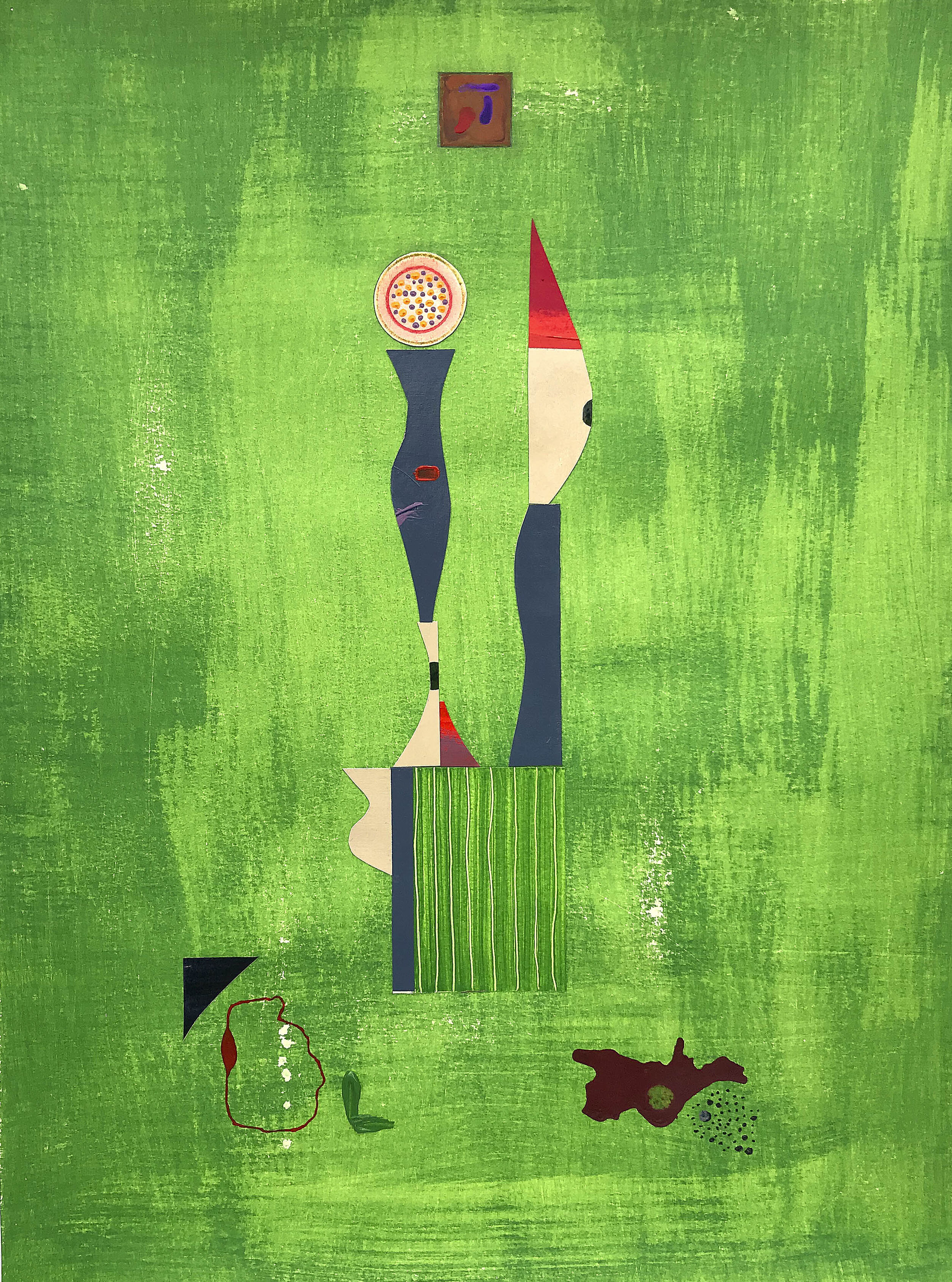 Bill Bailey   Green Totem,   2019 Mixed media on paper 24 x 18 in. YIMBY price $575  SOLD  