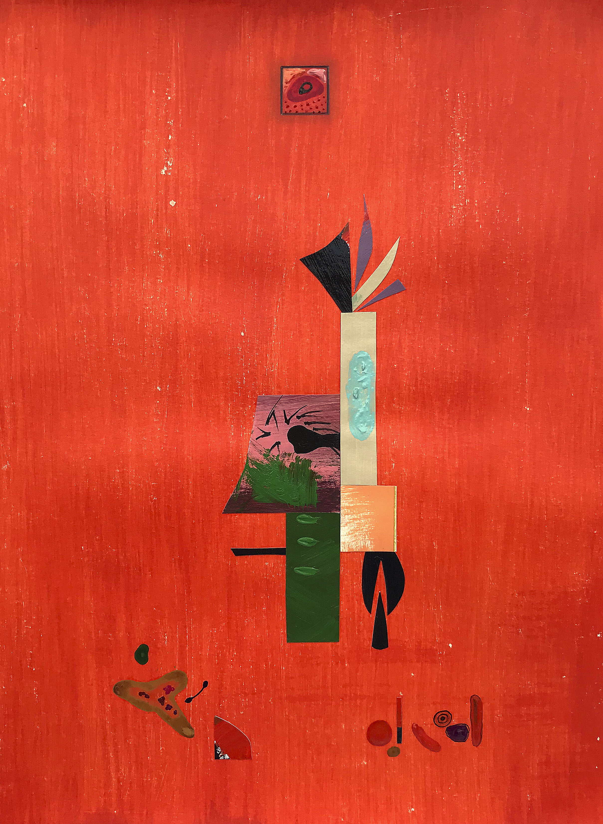  Bill Bailey   Red Orange Totem,   2019 Mixed media on paper 24 x 18 in. YIMBY price $575 