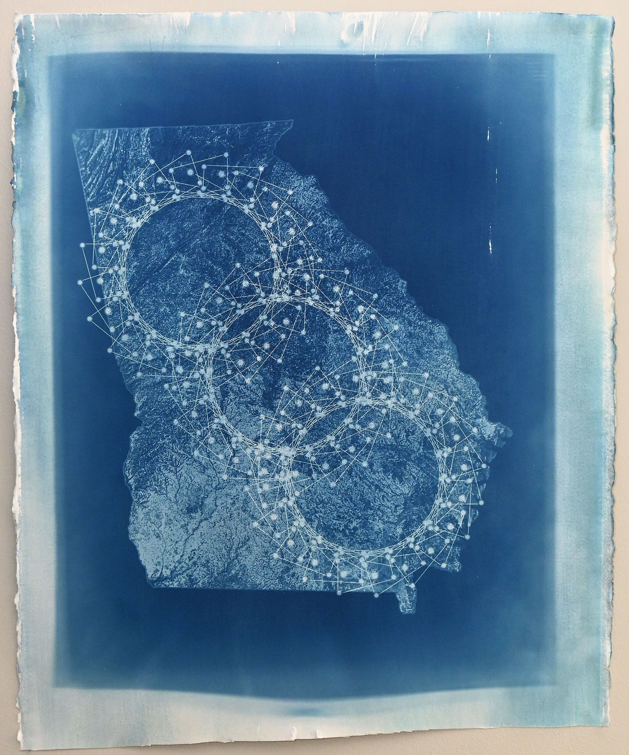  Michael Reese   Georgia II - Decoding Polaris,   2020 Cyanotype on watercolor paper 27 x 23 in. YIMBY price $900 