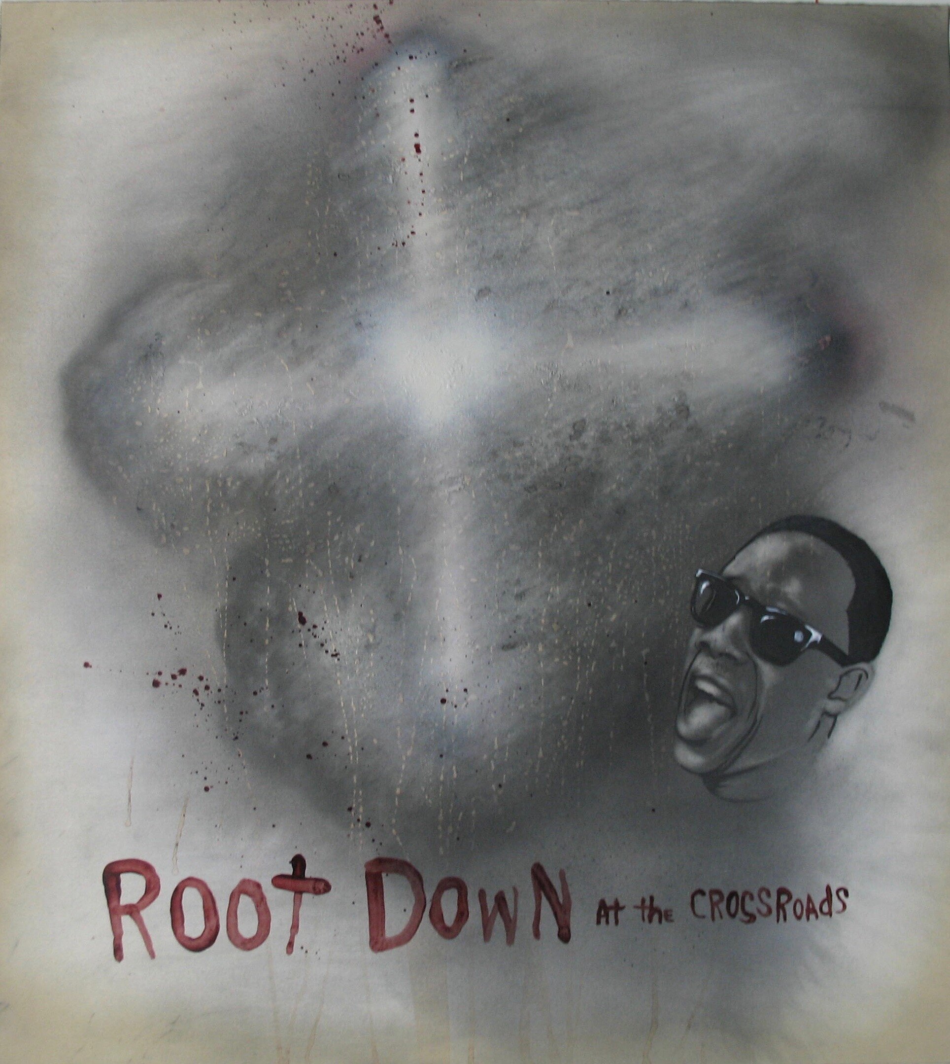   Root Down at the Crossroads , 2015  Graphite and mixed media on paper  22 x 20 in. (unframed) 