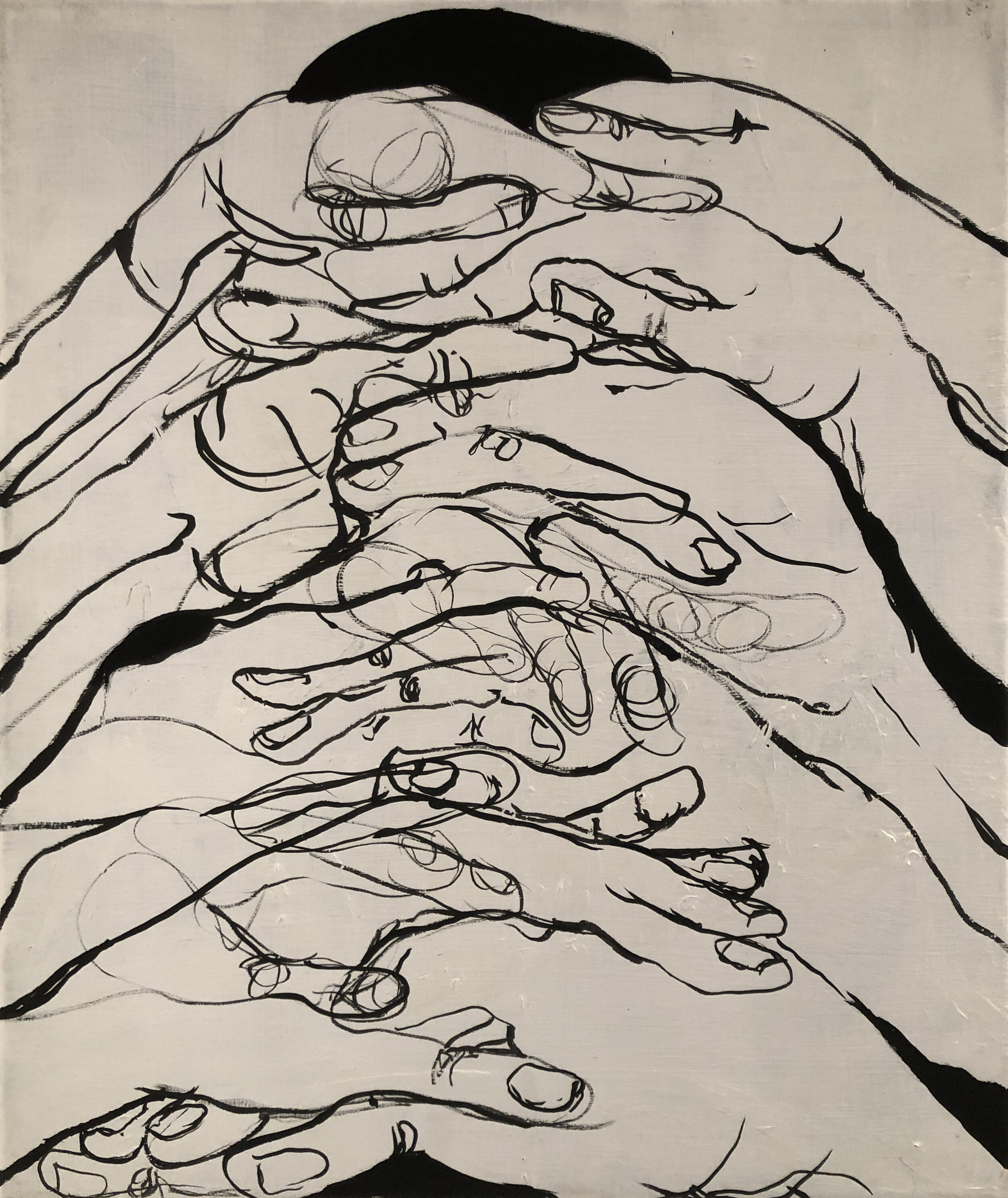    County hands  , 2020  Ink on canvas  20 x 16 in. 