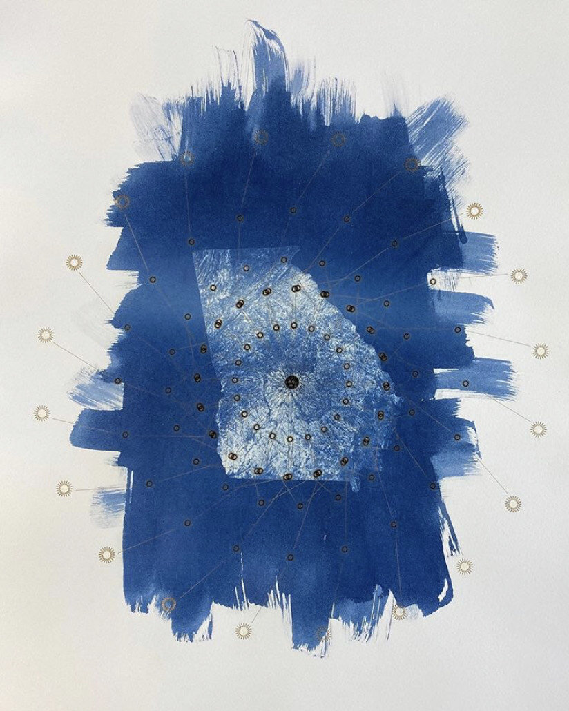    Georgia, Emancipatory Iteration I  , 2020  Laser-etched cyanotype on watercolor paper  25 x 17.50 in 