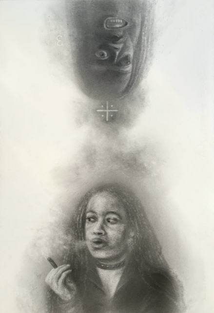   Hoodoo Assassin #1,  2019  Graphite on paper  22 x 15 in.  