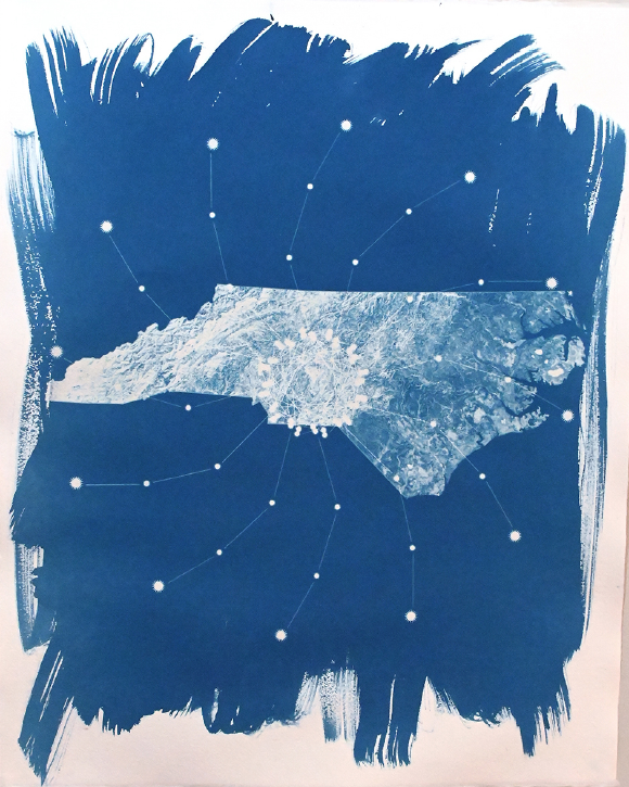    North Carolina  , 2020  Cyanotype on watercolor paper  20 x 16 in. 