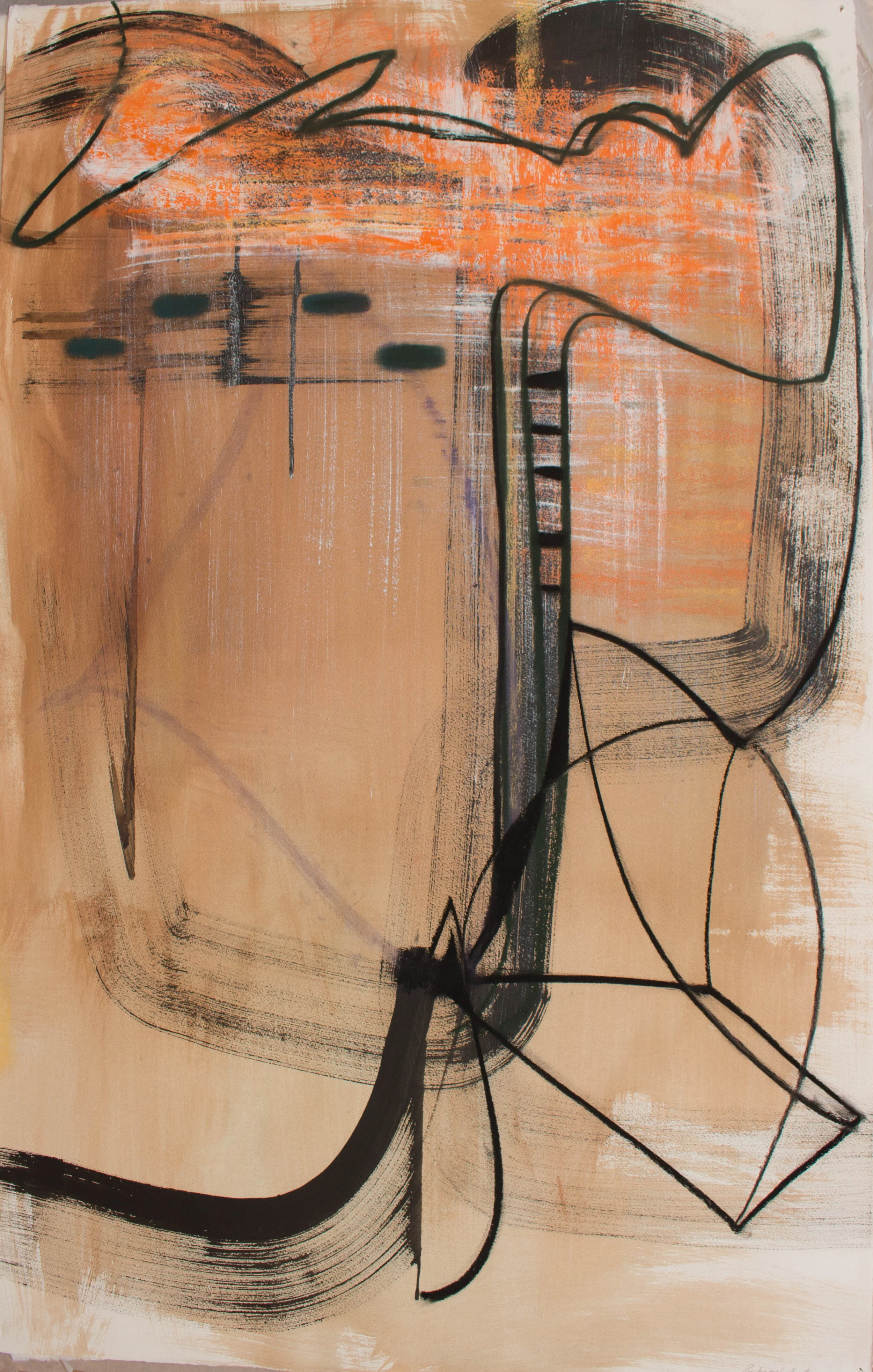    Trapeze  , 2016  Pastel, ink, and acrylic on paper  41 x 29 in. 