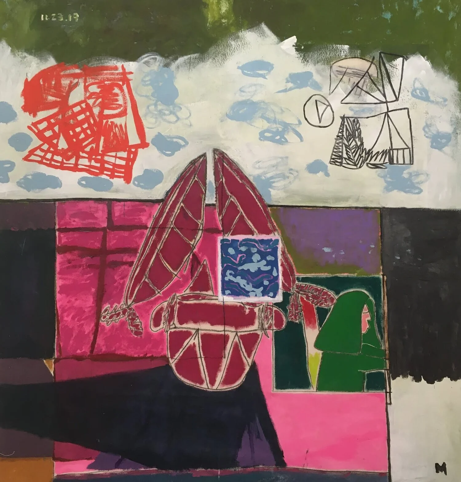    Mon vignette  , 2019  Acrylic on canvas  72 x 65 in. 