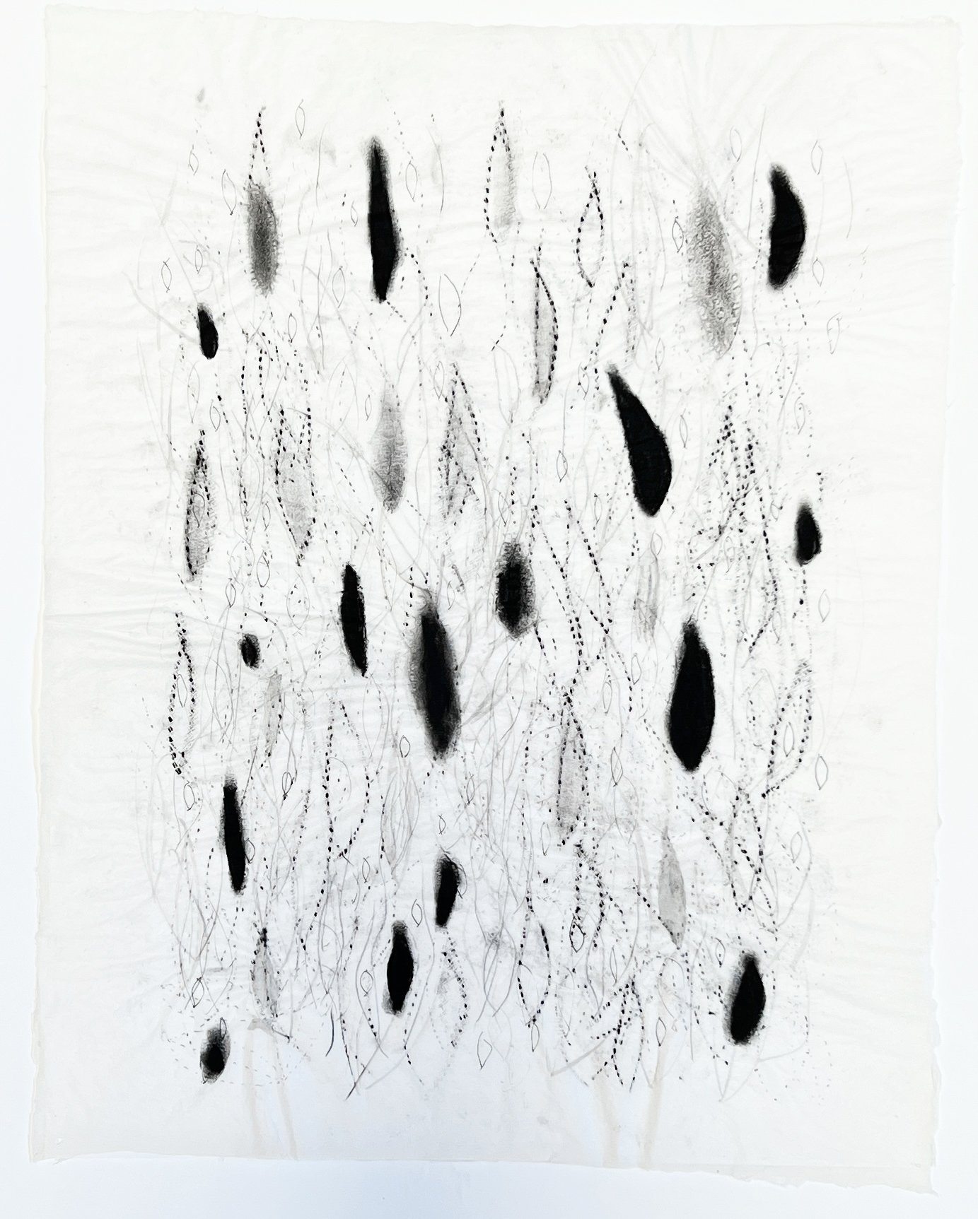    Untitled Series 3  , 2020 Charcoal and ink on handmade Abaca paper 24 x 18 in. 