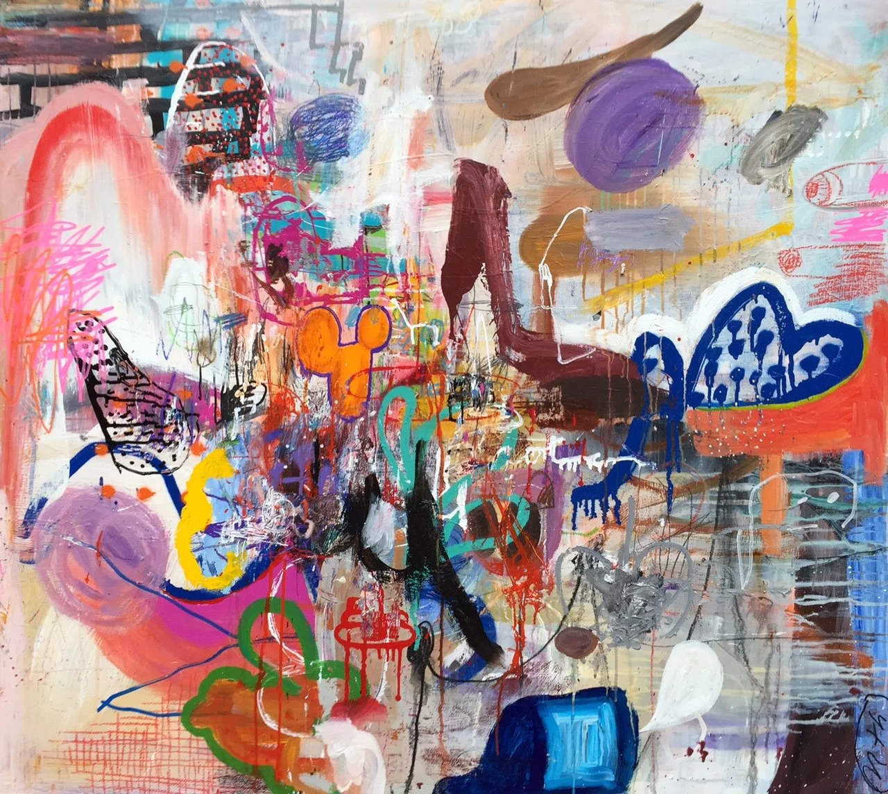    Modelo    Mixed media on wood panel  40 x 44 in. 