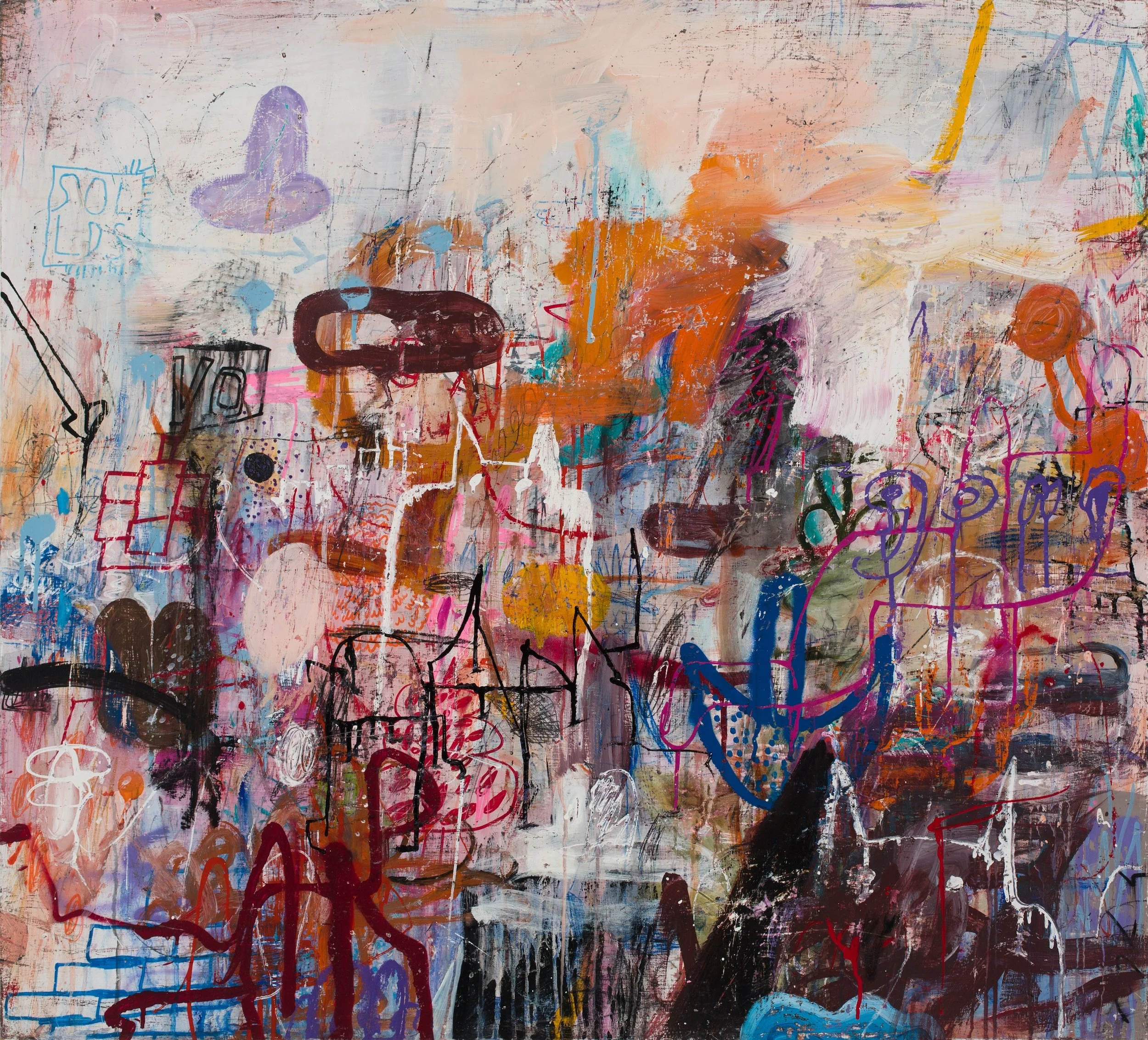    2 am-er    Mixed media on wood panel  36 x 40 in. 