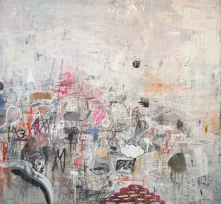    Half Timer    Mixed media on wood panel  40 x 42 in. 