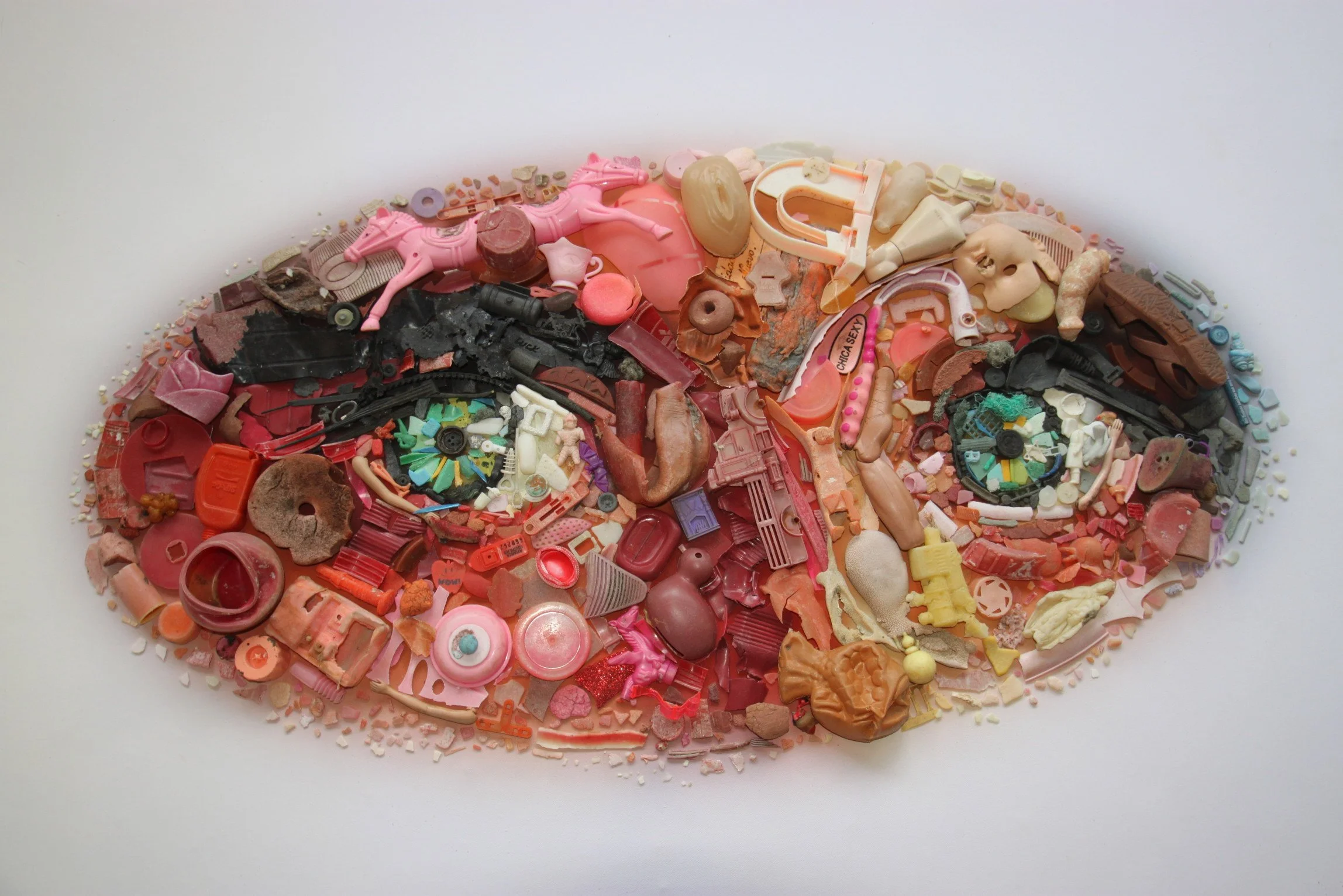  Plastic Looking Back, 2014  Hundreds of objects from remote locations in Panama, Alaska, Indonesia, and Greece, including microplastics from Hawaii   