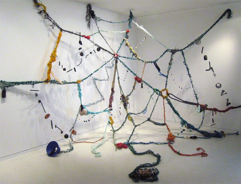    Consumption Web for Monaco  , 2011  Found ocean plastic and driftnet from Hawaii, Costa Rica, New Bedford, MA, Florida Everglades and Monaco  44 x 126 x 96 in.   