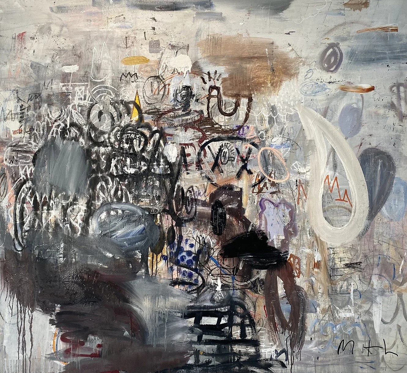     XO     ,   2022  mixed media on canvas  70 x 68"   