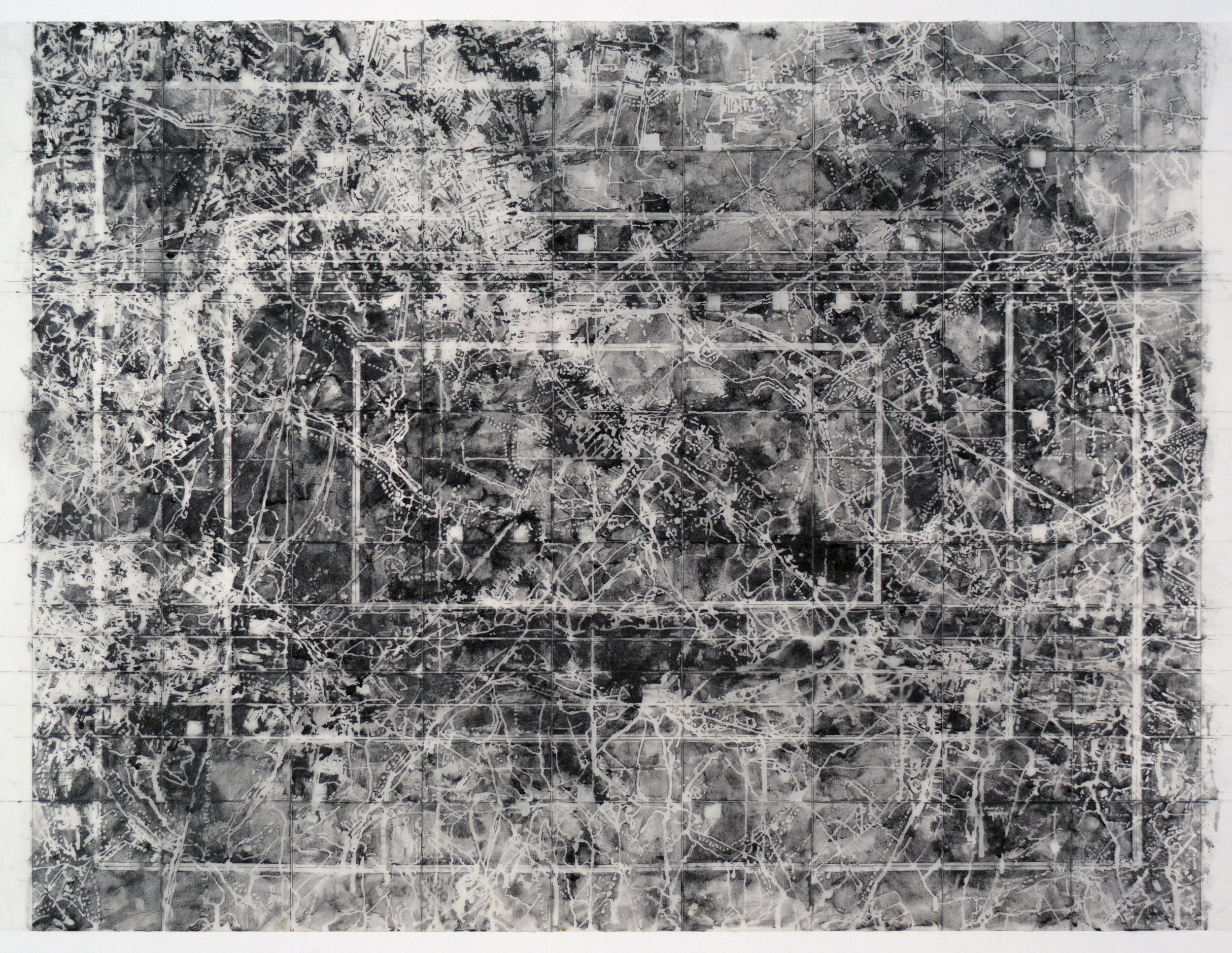    Barriers  , 2015  Graphite and mixed media on dura-lar  28 x 36 in 