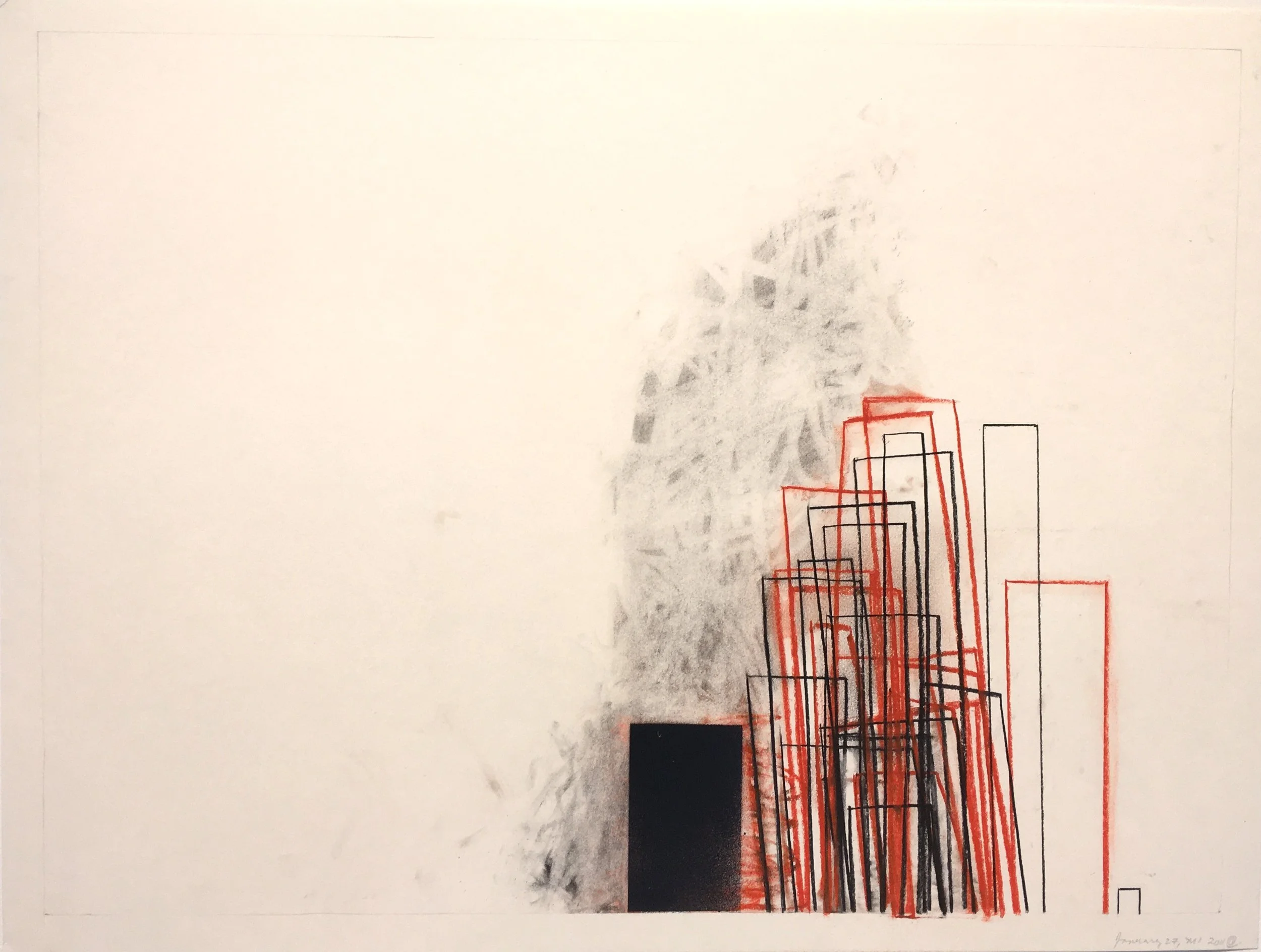    January 27, 2011  , 2011  Charcoal, pencil, and pastel on paper  18 x 24 in 