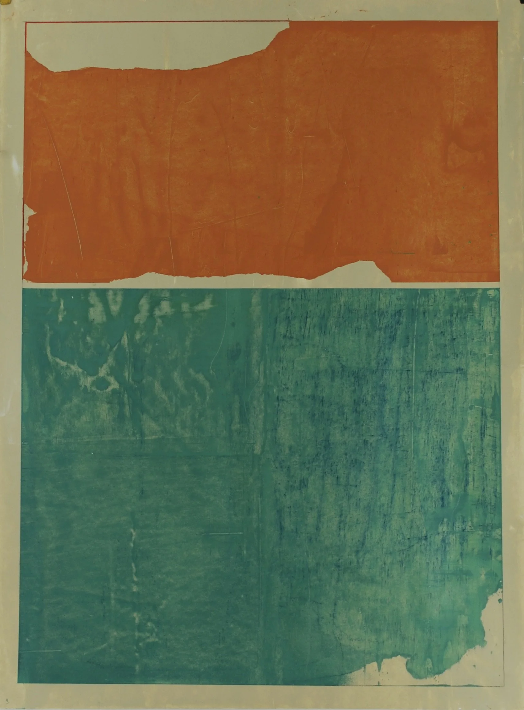   Torn Orange , 2025 Oil, acrylic, dry pigment, and cold wax medium on paper 30×22 