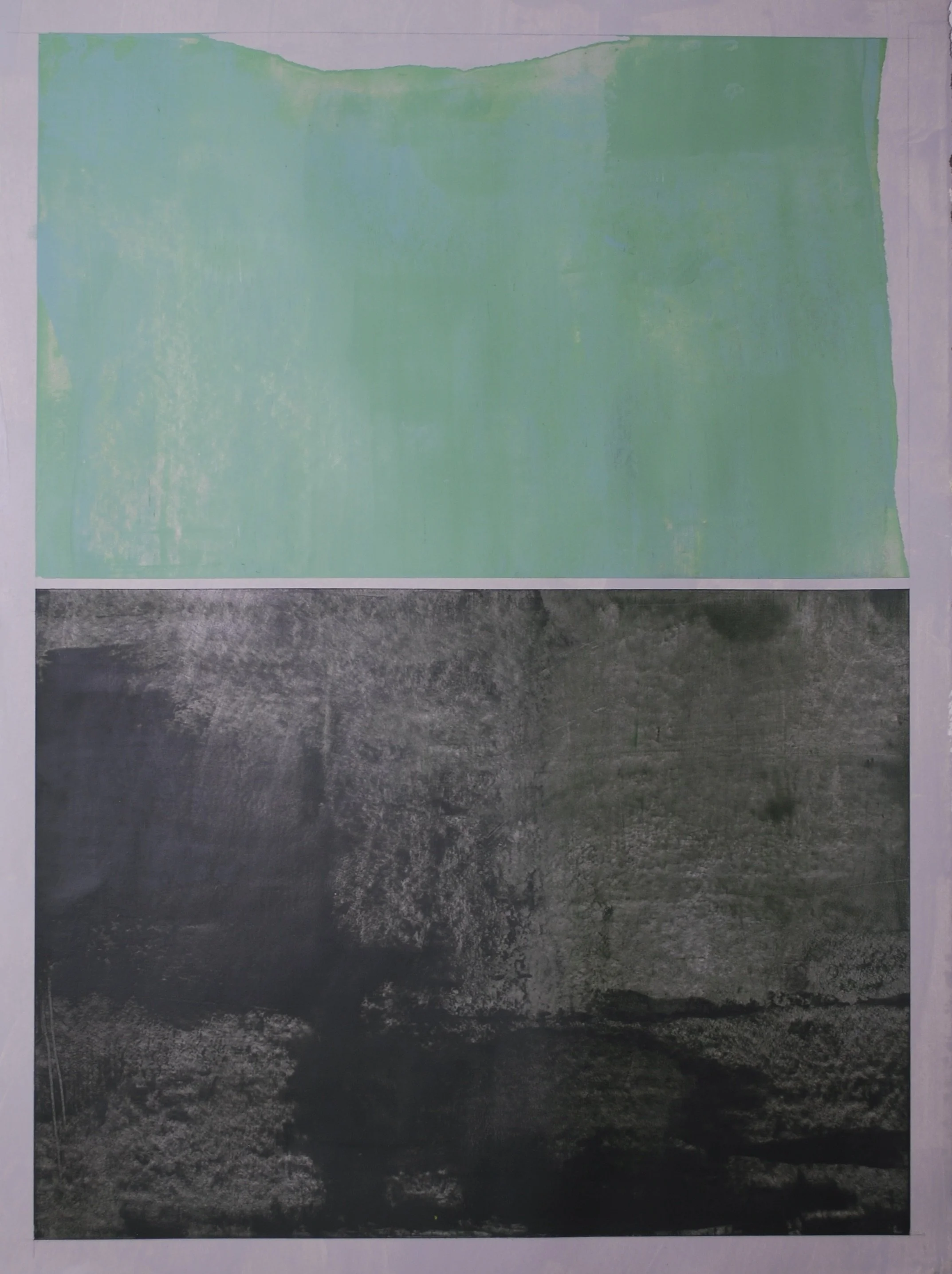   Green Flag , 2025 Oil, acrylic, dry pigment, and cold wax medium on paper 30×22 