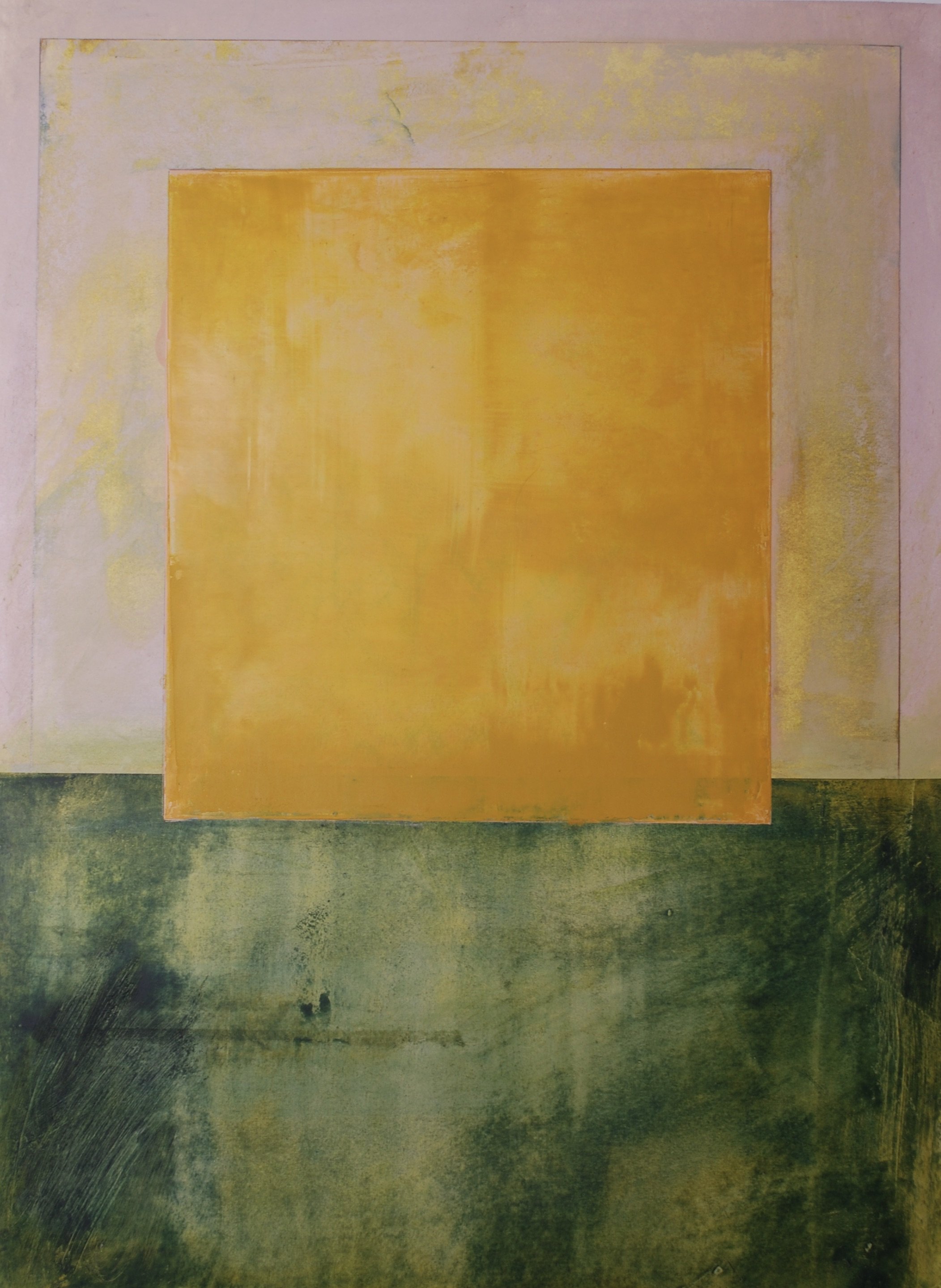   Orange on Pink , 2025 Oil, acrylic, dry pigment, and cold wax medium on paper 30×22 